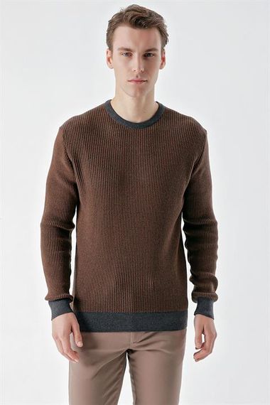 Morven Men's Anthracite Trend Vaniza Knitted Crew Neck Dynamic Fit Comfortable Cut Knitwear - photo 2