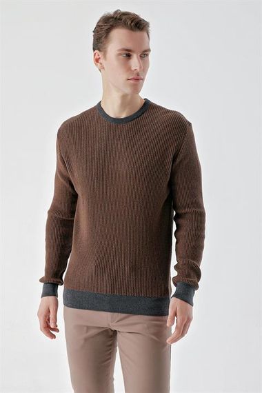 Morven Men's Anthracite Trend Vaniza Knitted Crew Neck Dynamic Fit Comfortable Cut Knitwear - photo 3