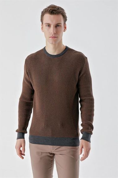 Morven Men's Anthracite Trend Vaniza Knitted Crew Neck Dynamic Fit Comfortable Cut Knitwear - photo 1