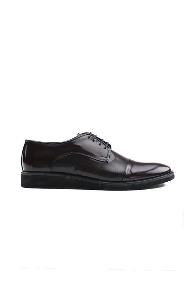 Morven Men's Burgundy Polyurethane Patent Leather Shoes - photo 1