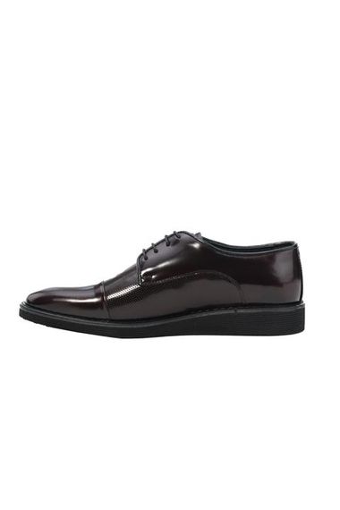 Morven Men's Burgundy Polyurethane Patent Leather Shoes - photo 3