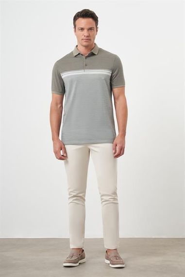 Morven Erkek Haki Trend Çizgili Polo Yaka Dynamic Fit T-Shirt - photo 4