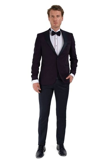  Morven Erkek A-Lacivert Broadway Slim Fit Damatlık Takım Elbise - fotoğraf 1