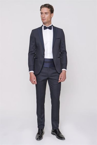 Мужской смокинг Morven синий Tayga, Slim Fit, с жаккардовым узором, двойной разрез, длинный рукав, карманы, 60% вискозы, 40% полиэстера - фото 1