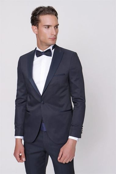 Мужской смокинг Morven синий Tayga, Slim Fit, с жаккардовым узором, двойной разрез, длинный рукав, карманы, 60% вискозы, 40% полиэстера - фото 3