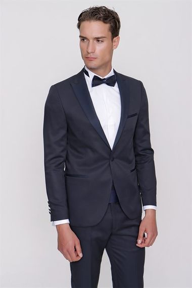 Мужской смокинг Morven синий Tayga, Slim Fit, с жаккардовым узором, двойной разрез, длинный рукав, карманы, 60% вискозы, 40% полиэстера - фото 4