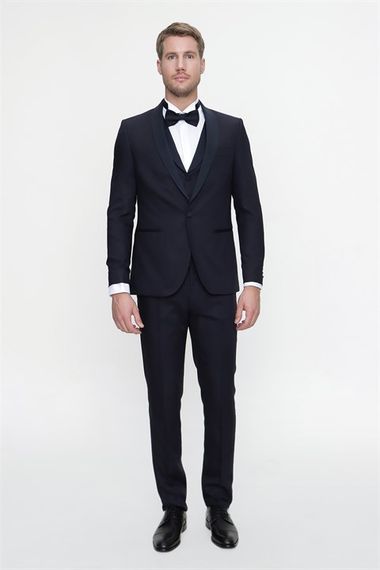  بدلة Morven للرجال باللون الأزرق الداكن من Santorin Ceremonia Jacquard Slim Fit Slim Fit - صورة 1