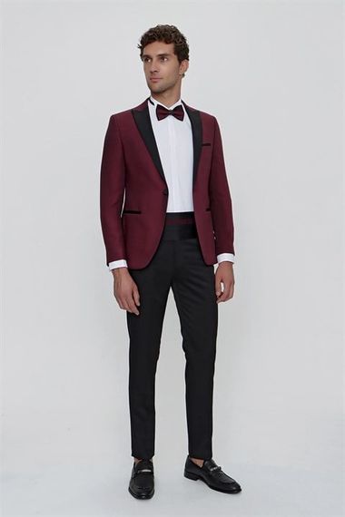  Morven Men's Dark Claret Red Bologna Ceremonia Tuxedo - photo 1