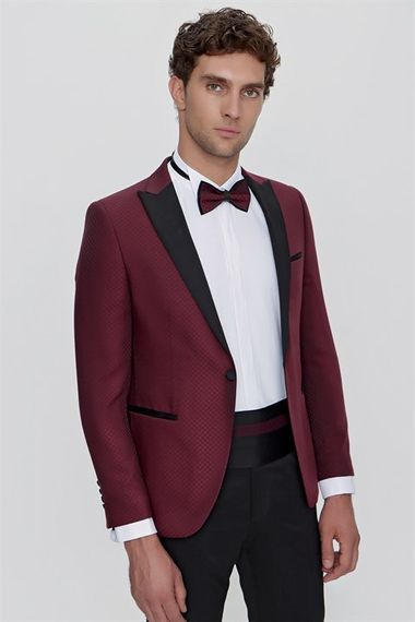  Morven Men's Dark Claret Red Bologna Ceremonia Tuxedo - photo 3
