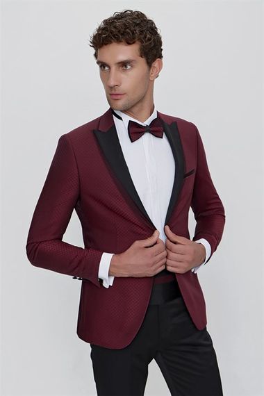  Morven Men's Dark Claret Red Bologna Ceremonia Tuxedo - photo 4