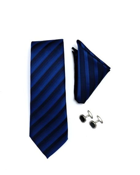 Набір подарункових краваток, запонок та хусток Morven для чоловіків, світло-синій - фото 2