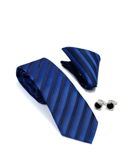 Набір подарункових краваток, запонок та хусток Morven для чоловіків, світло-синій - фото 3