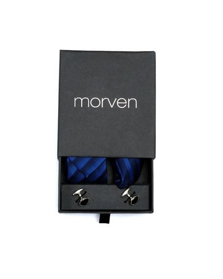 Набір подарункових краваток, запонок та хусток Morven для чоловіків, світло-синій - фото 1