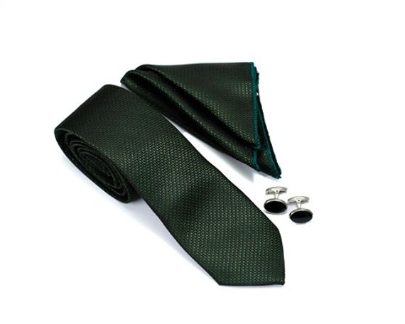  Morven Men's Green Gift Tie Cufflink Handkerchief Set - photo 3
