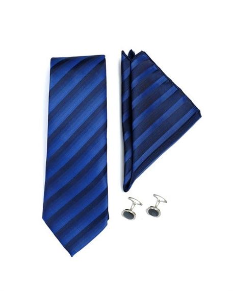 Набір подарункових краваток, запонок та хусток Morven для чоловіків, світло-синій - фото 5