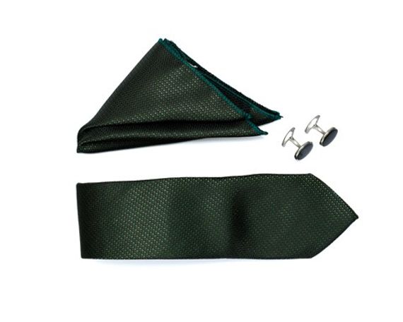  Morven Men's Green Gift Tie Cufflink Handkerchief Set - photo 2