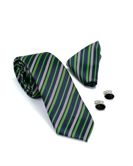  Morven Men's Light Green Gift Tie Cufflink Handkerchief Set - photo 3