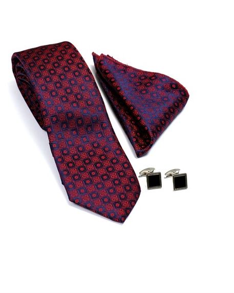  طقم مناديل مورفن للرجال كلاريت ريد كهدية بأزرار أكمام - صورة 4