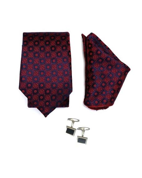  طقم مناديل مورفن للرجال كلاريت ريد كهدية بأزرار أكمام - صورة 2