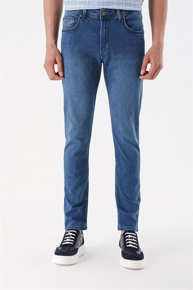 Morven Erkek Mavi Lavezzi Deep Denim 5 Cep Slim Fit Pantolon - fotoğraf 1