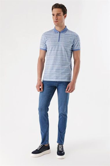 Morven Erkek Mavi Lavezzi Deep Denim 5 Cep Slim Fit Pantolon - fotoğraf 3