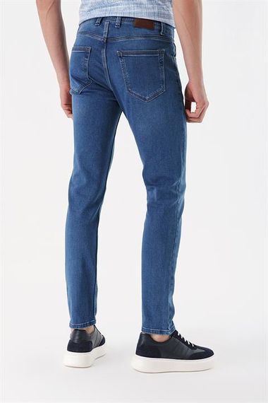 Morven Erkek Mavi Lavezzi Deep Denim 5 Cep Slim Fit Pantolon - fotoğraf 4