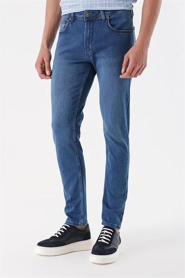 Morven Erkek Mavi Lavezzi Deep Denim 5 Cep Slim Fit Pantolon - fotoğraf 2
