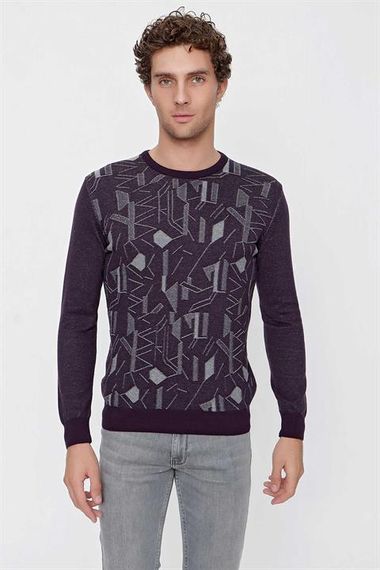 Morven Erkek Mor Trend Bisiklet Yaka Dynamic Fit Rahat Kesim Vaniza Triko - fotoğraf 3