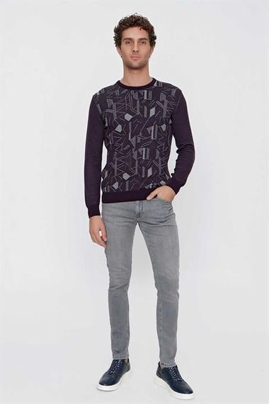 Morven Erkek Mor Trend Bisiklet Yaka Dynamic Fit Rahat Kesim Vaniza Triko - fotoğraf 2
