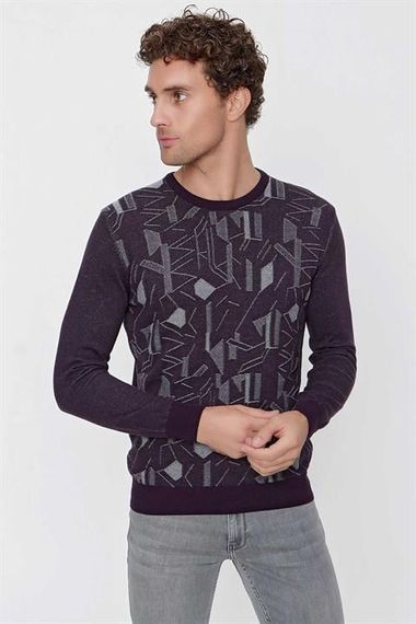 Morven Erkek Mor Trend Bisiklet Yaka Dynamic Fit Rahat Kesim Vaniza Triko - fotoğraf 4