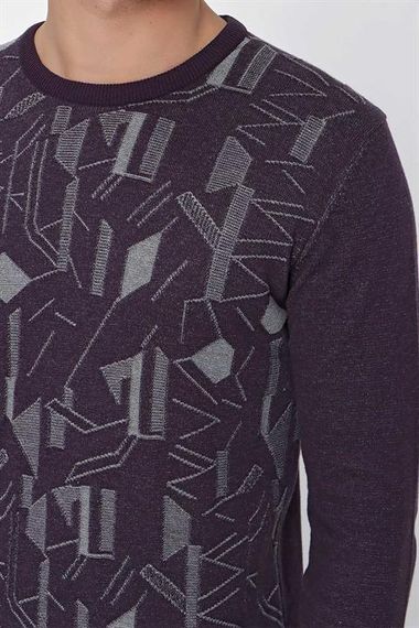 Morven Erkek Mor Trend Bisiklet Yaka Dynamic Fit Rahat Kesim Vaniza Triko - fotoğraf 5