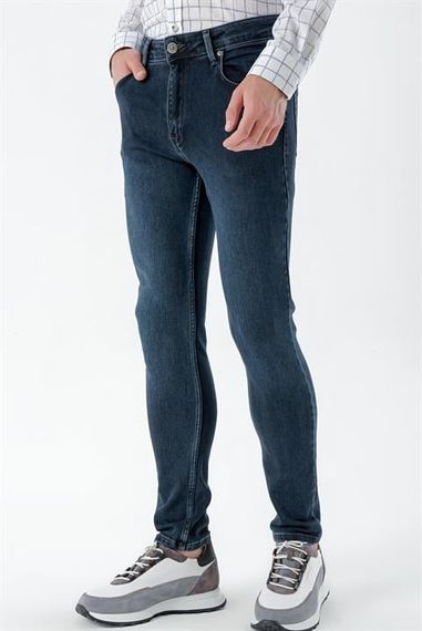 Morven Men's Navy Blue Denim Slim Fit Jeans Trousers - photo 1