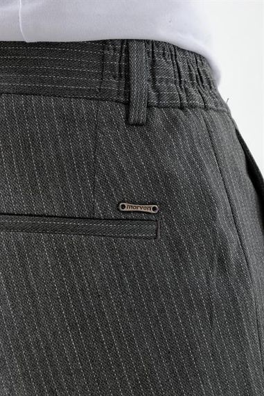 Morven Erkek Füme Poliviskon Trend Çizgili Slim Fit Classic Pantolon - fotoğraf 5