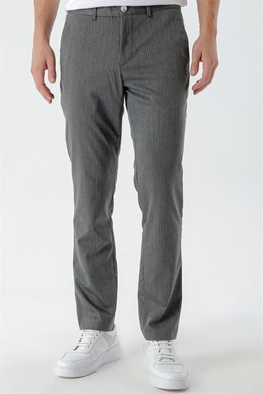 Morven Erkek Füme Poliviskon Trend Çizgili Slim Fit Classic Pantolon - fotoğraf 2