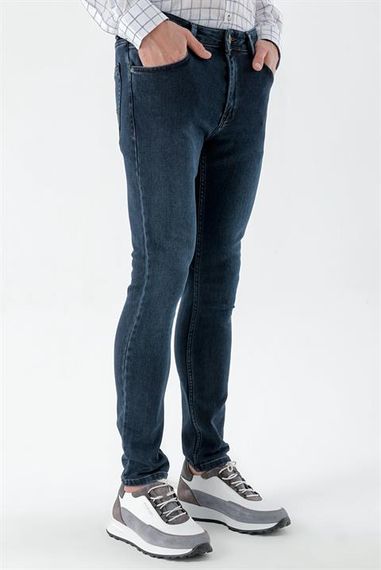Morven Men's Navy Blue Denim Slim Fit Jeans Trousers - photo 4