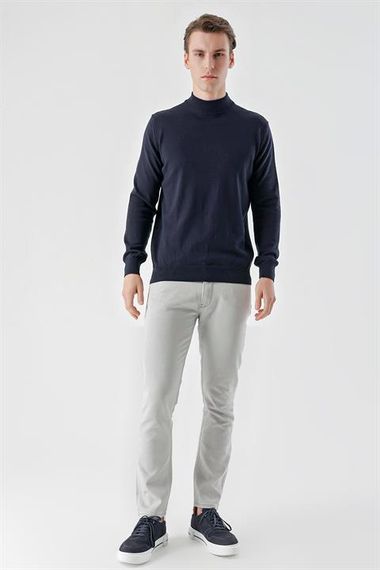Morven Men's Navy Blue Basic Half Turtleneck Dynamic Fit Relaxed Cut Knitwear - photo 5