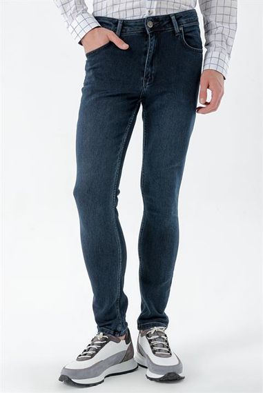 Morven Men's Navy Blue Denim Slim Fit Jeans Trousers - photo 3