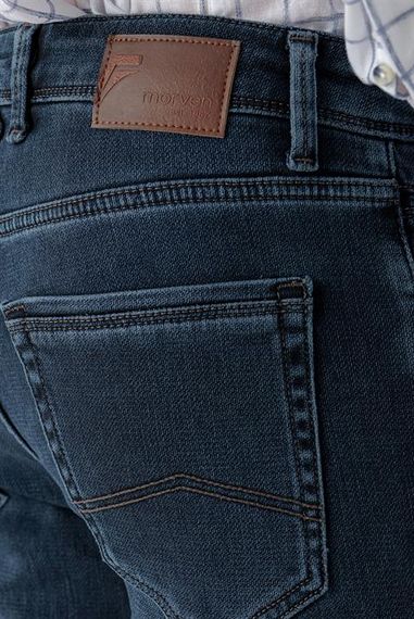 Morven Men's Navy Blue Denim Slim Fit Jeans Trousers - photo 5