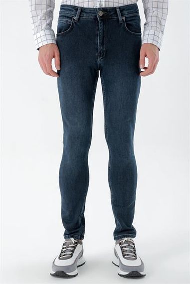 Morven Men's Navy Blue Denim Slim Fit Jeans Trousers - photo 2
