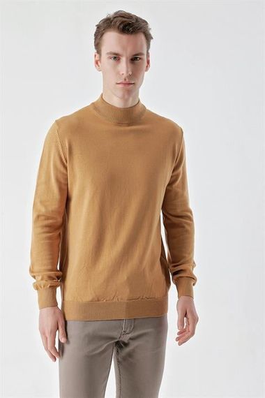 Morven Erkek Camel Basic Yarım Balıkçı Yaka Dynamic Fit Rahat Kesim Triko - fotoğraf 4