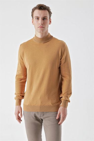Morven Erkek Camel Basic Yarım Balıkçı Yaka Dynamic Fit Rahat Kesim Triko - fotoğraf 2