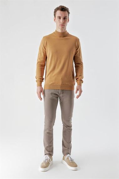 Morven Erkek Camel Basic Yarım Balıkçı Yaka Dynamic Fit Rahat Kesim Triko - fotoğraf 5