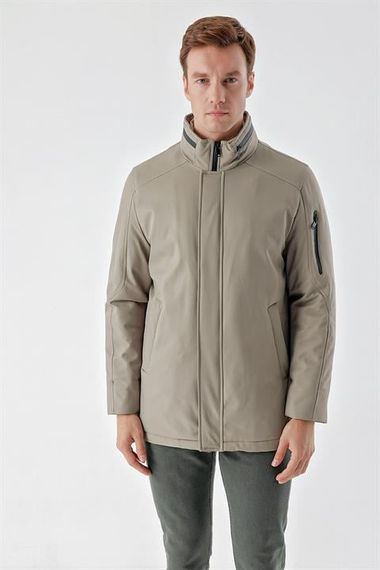 Morven Men's Khaki Wagon Zippered Stand Collar Dynamic Fit Comfortable Cut Quilted Coat - photo 4