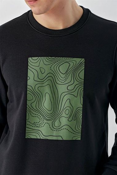 Мужской черный свитшот с круглым вырезом Morven, динамичный крой, 100% хлопок, длинные рукава, без карманов, размеры XL и L - фото 4