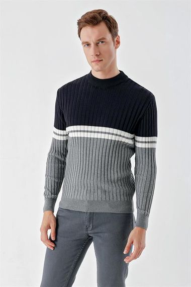 Morven Men's Grimel Trend Paneled Bato Collar Dynamic Fit Comfortable Cut Knitwear - photo 2