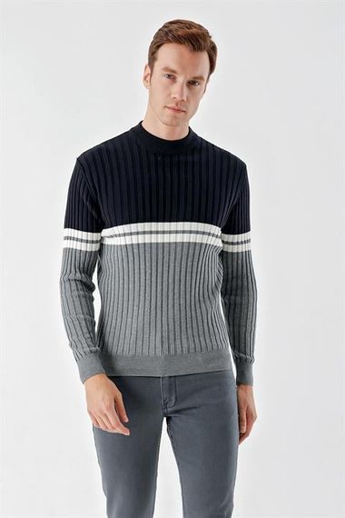 Morven Men's Grimel Trend Paneled Bato Collar Dynamic Fit Comfortable Cut Knitwear - photo 3