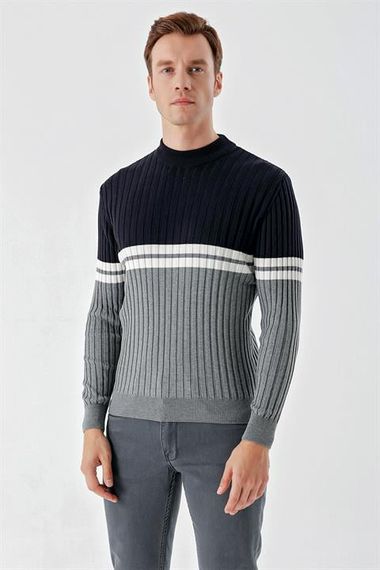 Morven Men's Grimel Trend Paneled Bato Collar Dynamic Fit Comfortable Cut Knitwear - photo 1