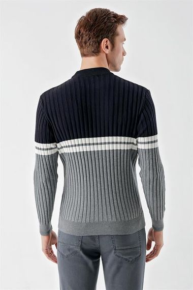 Morven Men's Grimel Trend Paneled Bato Collar Dynamic Fit Comfortable Cut Knitwear - photo 5