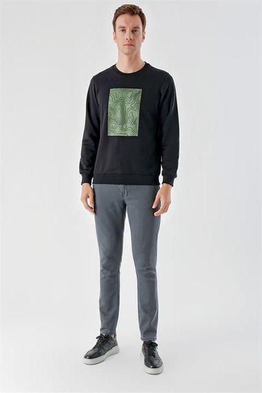 Мужской черный свитшот с круглым вырезом Morven, динамичный крой, 100% хлопок, длинные рукава, без карманов, размеры XL и L - фото 5