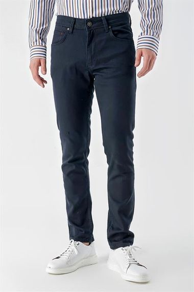 Morven Erkek Lacivert Mevsimlik Pamuk 5 Cep Slim Fit Jean Pantolon - fotoğraf 1